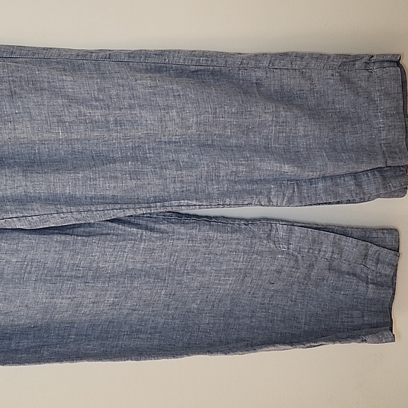 ATHLETA 99% LINEN Chambray Blue RETREAT Slit WIDE LEG Pants Sz 6 - Picture 7 of 16